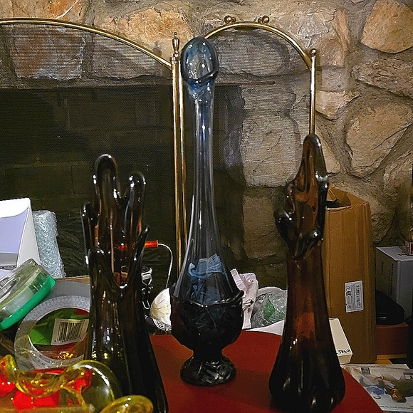 Viking - Rare - Charcoal Blue Leaf 13"H Swung Vase - Picture 3 of 8